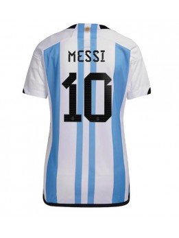 Ženski Nogometna dresi replika Argentina Lionel Messi #10 Domači SP 2022 Kratek rokav